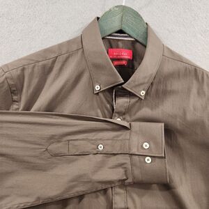 NWOT Zara Man Basic Shirt L Super Slim‎ Fit Brown Long Sleeve Cotton Blend